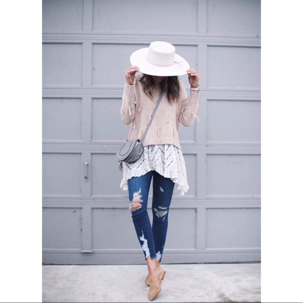❌SOLD❌Free People Cream and Pink Voile and Lace - Picture 2 of 7